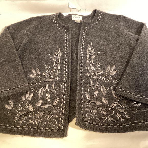 Vintage Linea by Louis Dell’Oloie Wool open Cardigan Sweater size large - Picture 7 of 9